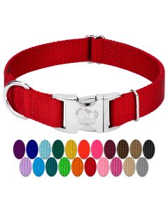 Premium Nylon Dog Collar with Metal Buckle for Small Medium Large Breeds - Vibrant 30+ Color Selection - Color Options