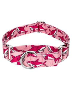 Pink Sharks Martingale Dog Collar