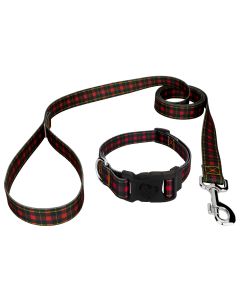 Deluxe Buffalo Plaid Dog Collar and Leash