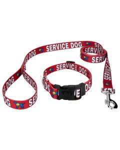Red Service Deluxe Dog Collar & Leash
