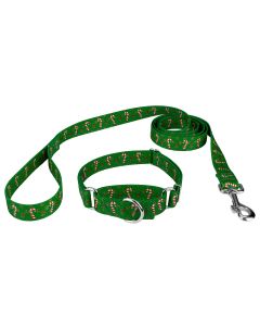 Candy Cane Christmas Martingale Dog Collar and Leash