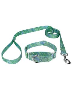 Green Paisley Martingale Collar and Leash