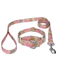 Watercolor Peonies Martingale Dog Collar and Leash