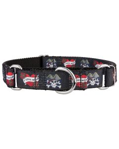 I Love Mom Ribbon Martingale Dog Collar