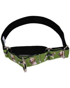 Wire Fox Terrier Green Grosgrain Ribbon Martingale Dog Collar Limited Edition