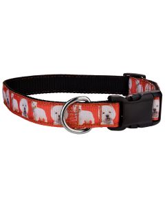 Deluxe West Highland Terrier on Black Ribbon Dog Collar