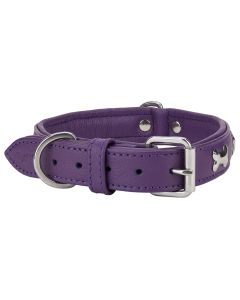 Angel™ Rotterdam Bones Orchid Purple Leather Dog Collar (Rear View)