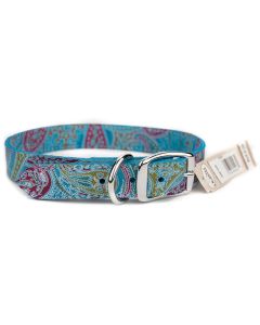 Omni Pet® Turquoise Paisley Leather Dog Collar