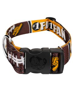 1 1/2 Inch Deluxe Black and Gold Football Fan Dog Collar Limited Edition