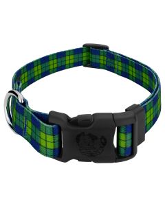 Deluxe Blue and Green Plaid Dog Collar - Made in The U.S.A.