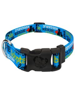 Deluxe Blue Loveable Rescue Dog Collar - Made in the U.S.A