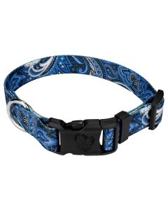 Deluxe Blue Paisley Dog Collar - Made in The U.S.A.