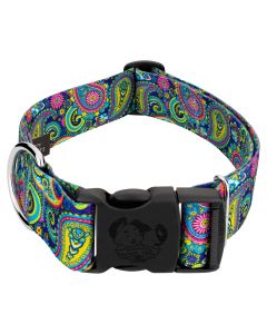 1 1/2 Inch Deluxe Bright Paisley Dog Collar