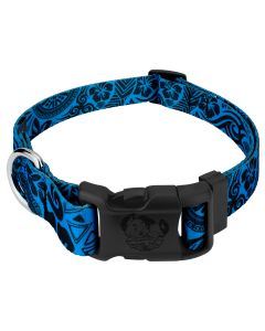 Deluxe Blue Polynesian Dog Collar - Made in the U.S.A.