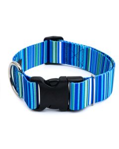 1 1/2 Inch Deluxe Blue Serape Dog Collar