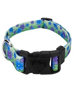 Deluxe Blue April Blossoms Dog Collar - Made in The U.S.A.