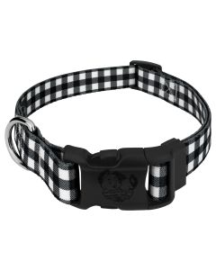 Deluxe Black & White Buffalo Plaid Dog Collar - Made in the U.S.A.