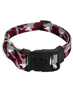 Deluxe Crimson and White Camo Dog Collar - Made in The U.S.A.