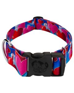 1 1/2 Inch Deluxe Romantic Hearts Dog Collar - Affection Collection