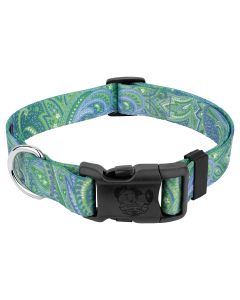 Deluxe Green Paisley Dog Collar - Made in The U.S.A.