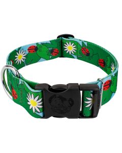 1 1/2 Inch Deluxe Ladybug Picnic Dog Collar