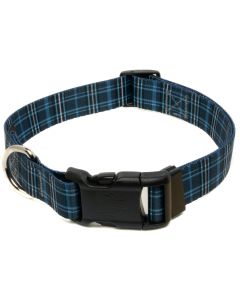 Deluxe Navy Plaid Dog Collar - Made in the U.S.A.