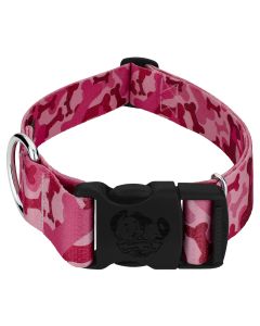 1 1/2 Inch Deluxe Pink Bone Camo Dog Collar