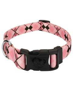 Deluxe Pink and Brown Argyle Dog Collar - Made in The U.S.A.