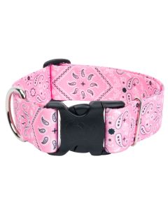 1 1/2 Inch Deluxe Pink Bandana Dog Collar