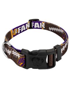 Deluxe Purple and Gold Football Fan Dog Collar 