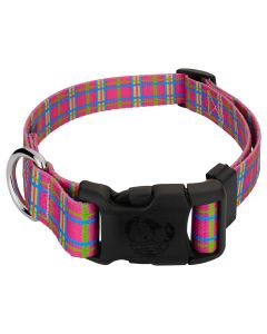 Bubblegum Pink Plaid Deluxe Dog Collar