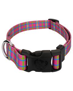 Deluxe Bubblegum Pink Plaid Dog Collar - Made in The U.S.A.