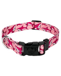 Deluxe Pink Sharks Dog Collar - Made in the U.S.A.