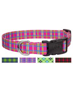 Bubblegum Pink Plaid Deluxe Dog Collar