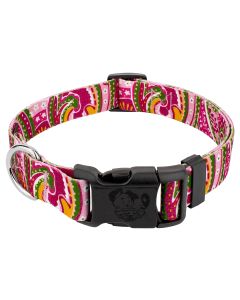 Deluxe Pink Paisley Dog Collar - Made in The U.S.A.