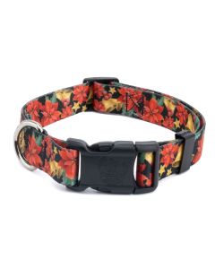 Deluxe Christmas Poinsettias Dog Collar - Made in the U.S.A.