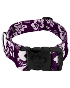 1 1/2 Inch Deluxe Purple Hawaiian Dog Collar