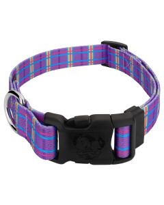 Deluxe Grape Plaid Dog Collar - Made in The U.S.A.