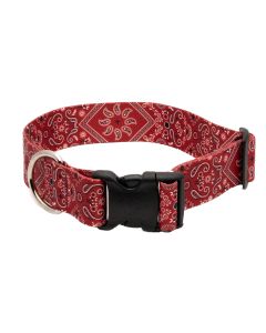 1 1/2 Inch Red Bandana Dog Collar