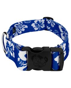 1 1/2 Inch Deluxe Royal Blue Hawaiian Dog Collar