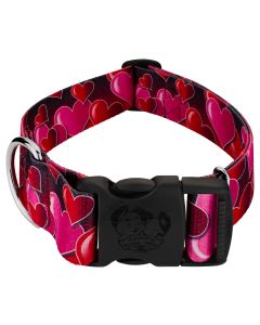 1 1/2 Inch Deluxe Romantic Hearts Dog Collar