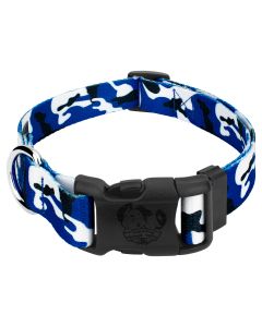 Deluxe Royal Blue and White Camo Dog Collar - Made in the U.S.A