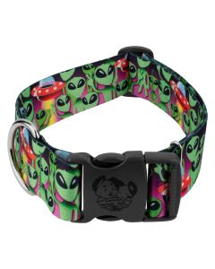 1 1/2 Inch Deluxe Space Aliens Dog Collar