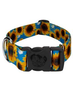 1 1/2 Inch Deluxe Sunflowers Dog Collar