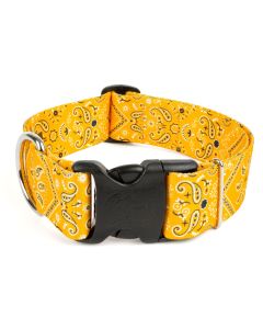 1 1/2 Inch Deluxe Yellow Bandana Dog Collar