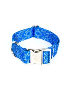 1 1/2 Inch Premium Blue Bandana Dog Collar