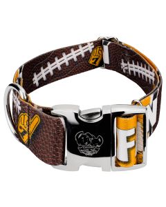 1 1/2 Inch Premium Black and Gold Football Fan Dog Collar Limited Edition