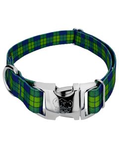 Premium Blue and Green Plaid Dog Collar