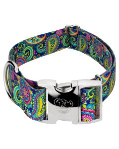 1 1/2 Inch Premium Bright Paisley Dog Collar