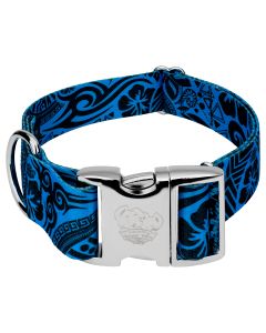 1 1/2 Inch Premium Blue Polynesian Dog Collar